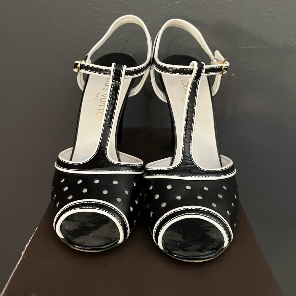 Louis Vuitton Black and White High Heel Sandals